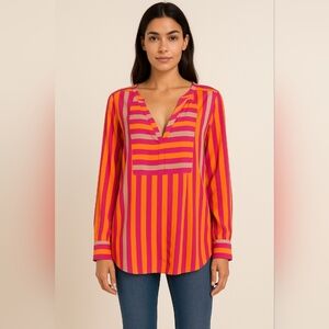 BEBE Striped V-Neck Women's Top Size S